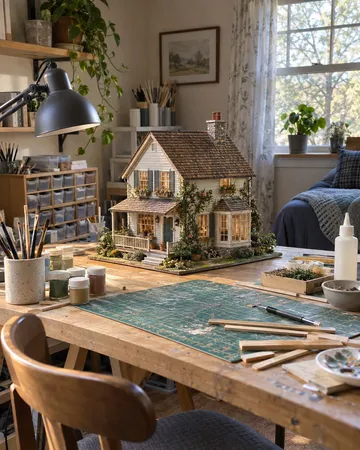 a finished project on a spare room set up for the hobby, a spare room set up for the hobby, bright window light